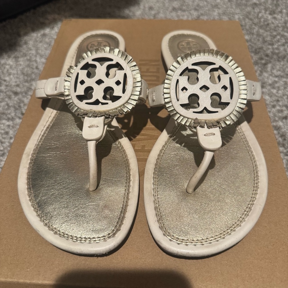 Tory Burch Silver Thong Sandals